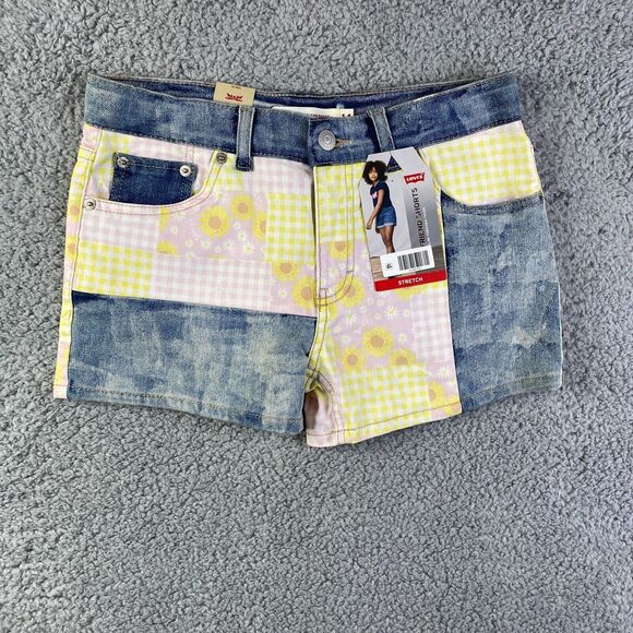 Levi Girlfriend Shorts Girls Size 14 Reg Multi Color Patch NWT - NEW - Picture 1 of 13